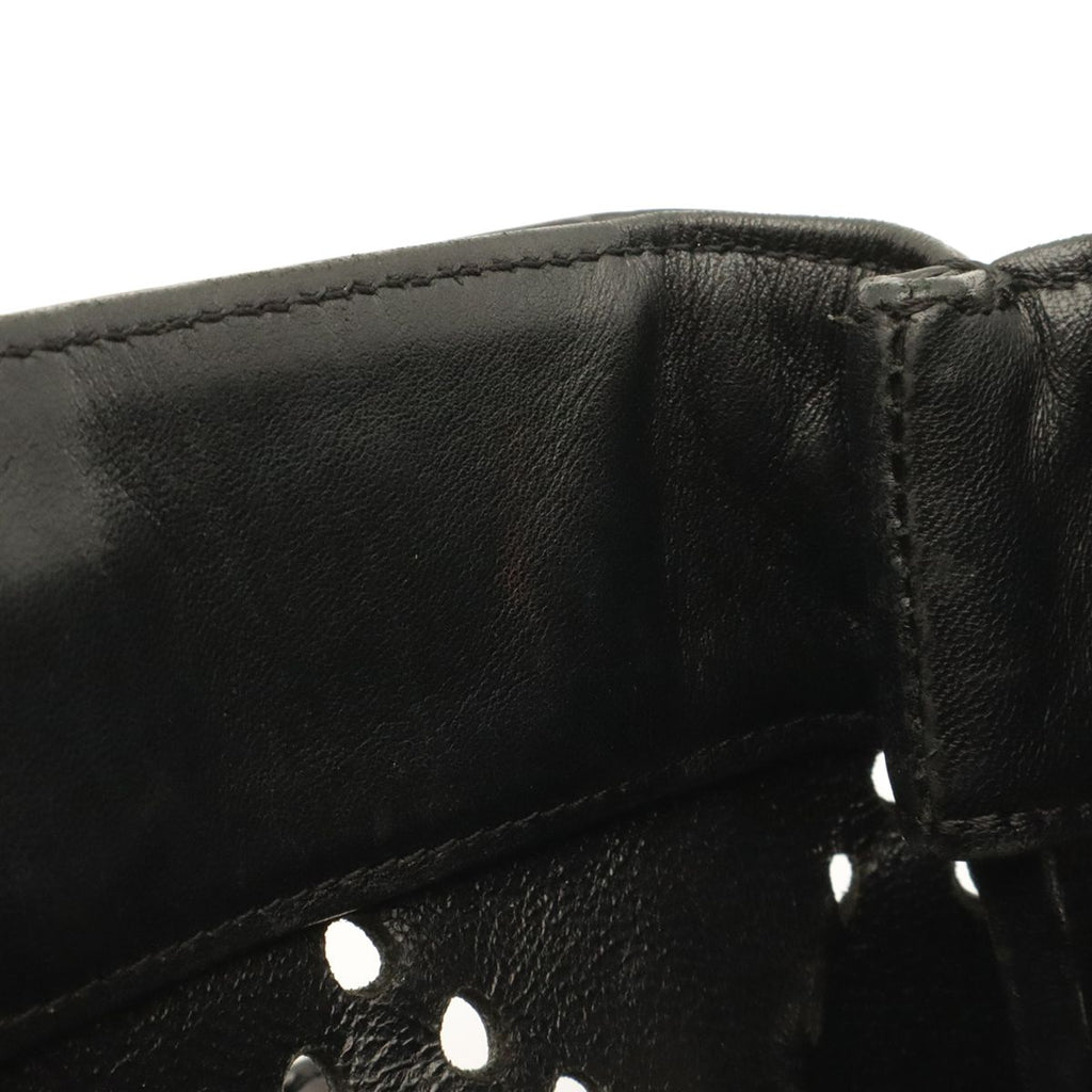 Chanel CC Logo Perforated Chain Tote Shoulder Bag Patent Leather Black Gold — view 8
