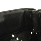 Chanel CC Logo Perforated Chain Tote Shoulder Bag Patent Leather Black Gold — view 8