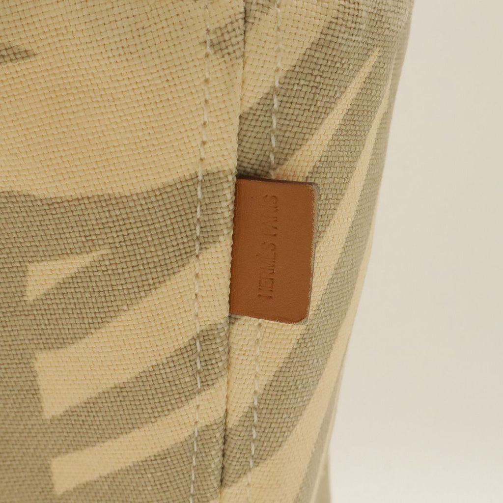 Hermes Pannied Plage Tote Large Handbag Canvas Ivory Gray Orange — view 4