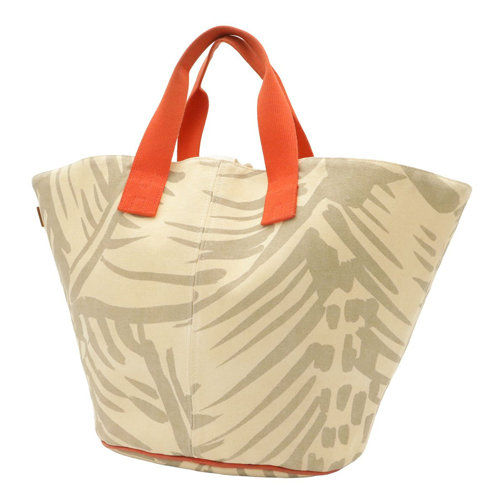 Hermes Pannied Plage Tote Large Handbag Canvas Ivory Gray Orange — view 2