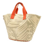 Hermes Pannied Plage Tote Large Handbag Canvas Ivory Gray Orange — view 2
