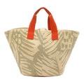 Hermes Pannied Plage Tote Large Handbag Canvas Ivory Gray Orange