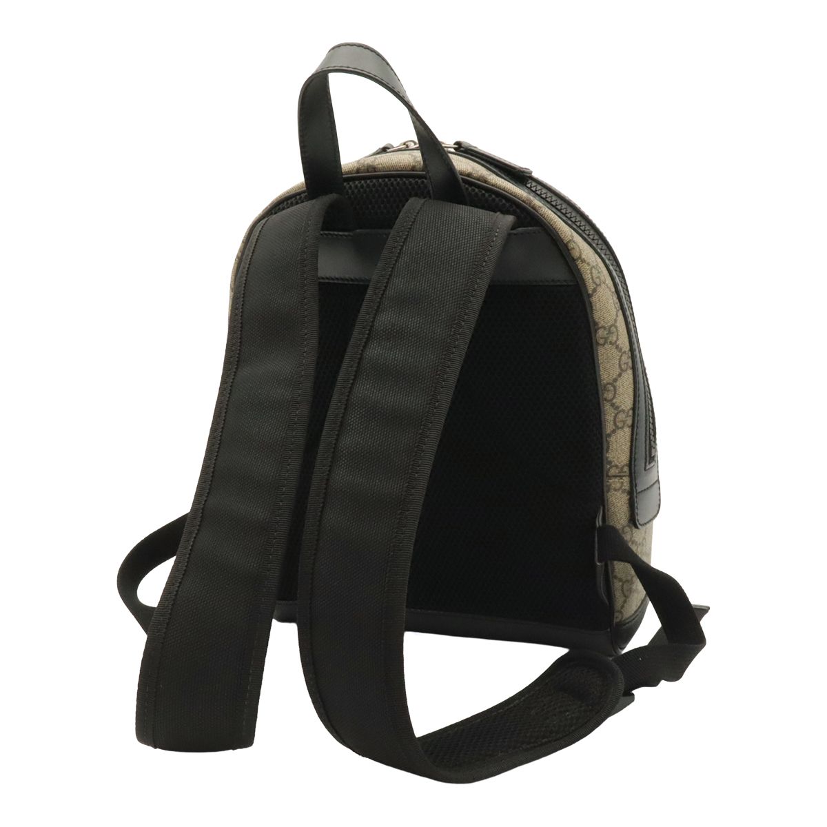 Gucci GG Supreme Small Backpack Leather Beige Black — view 2