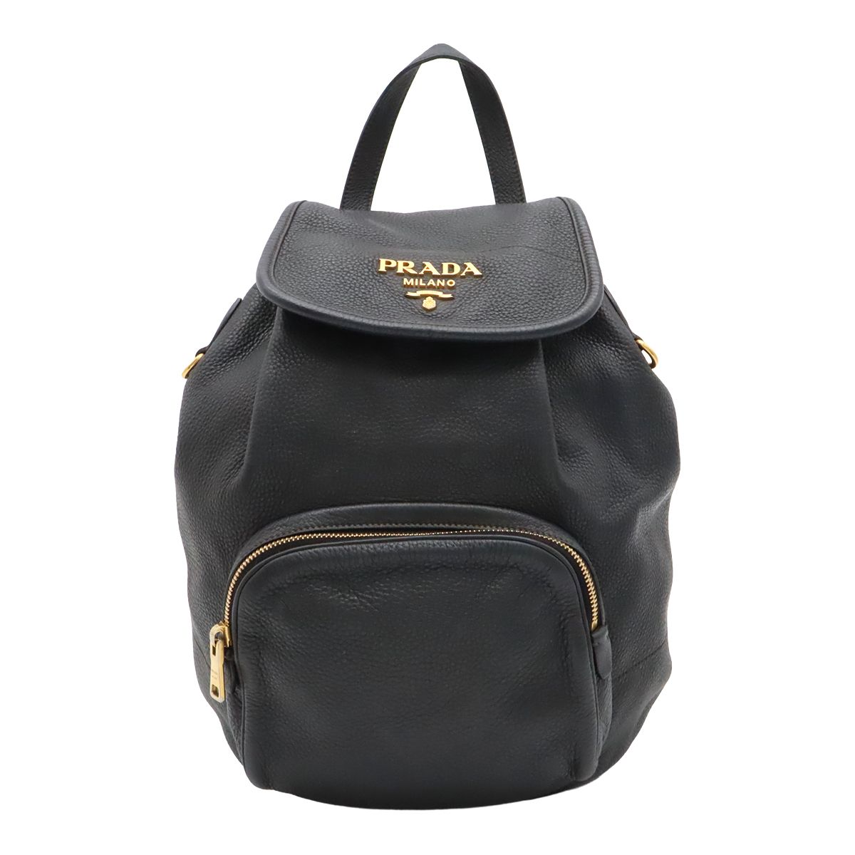 Prada Backpack Striped Shoulder Leather Nero Black Gold Domestic Boutique
