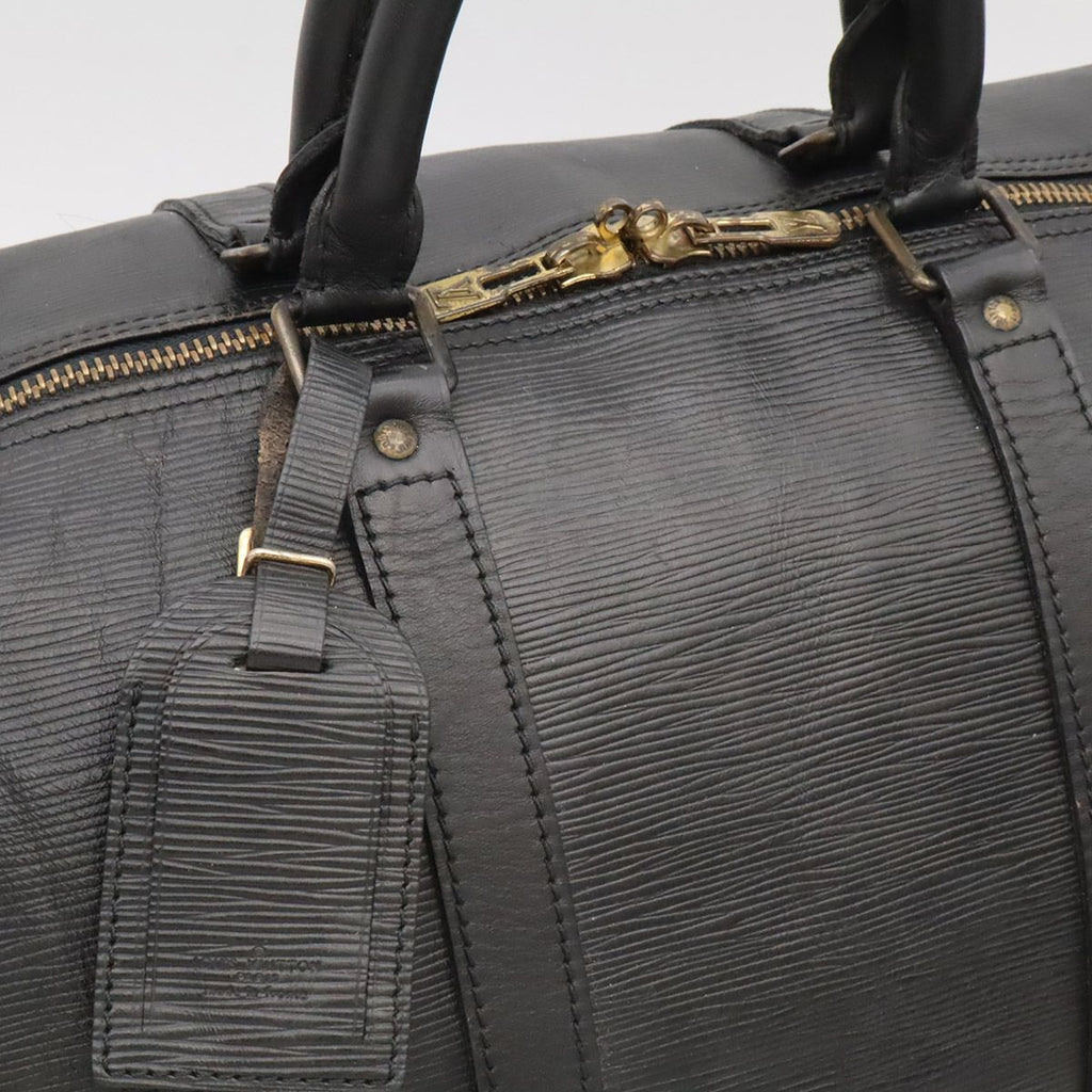 Louis Vuitton Epi Keepall 55 Boston Bag Purse Leather Noir Black — view 5