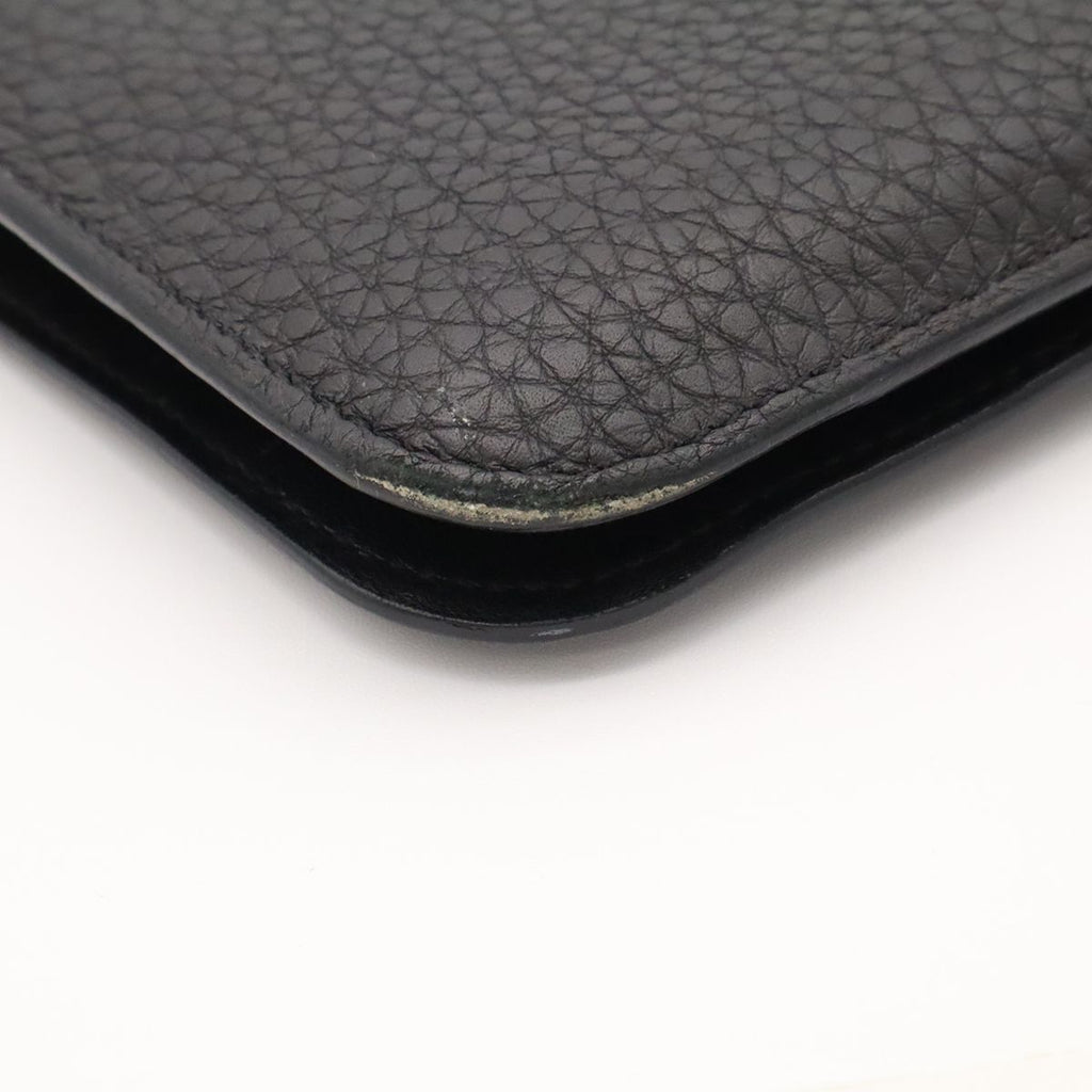 Hermes Dogon Duo GM Wallet Bifold Togo Leather Black Silver Coin — view 3