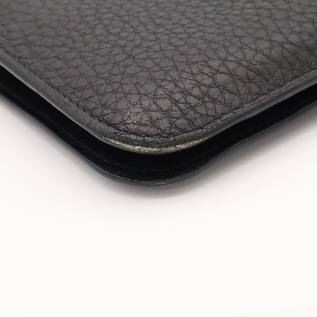 Hermes Dogon Duo GM Wallet Bifold Togo Leather Black Silver Coin — view 3