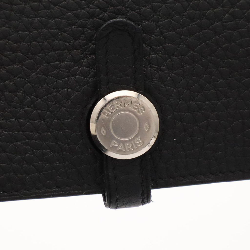 Hermes Dogon Duo GM Wallet Bifold Togo Leather Black Silver Coin — view 4