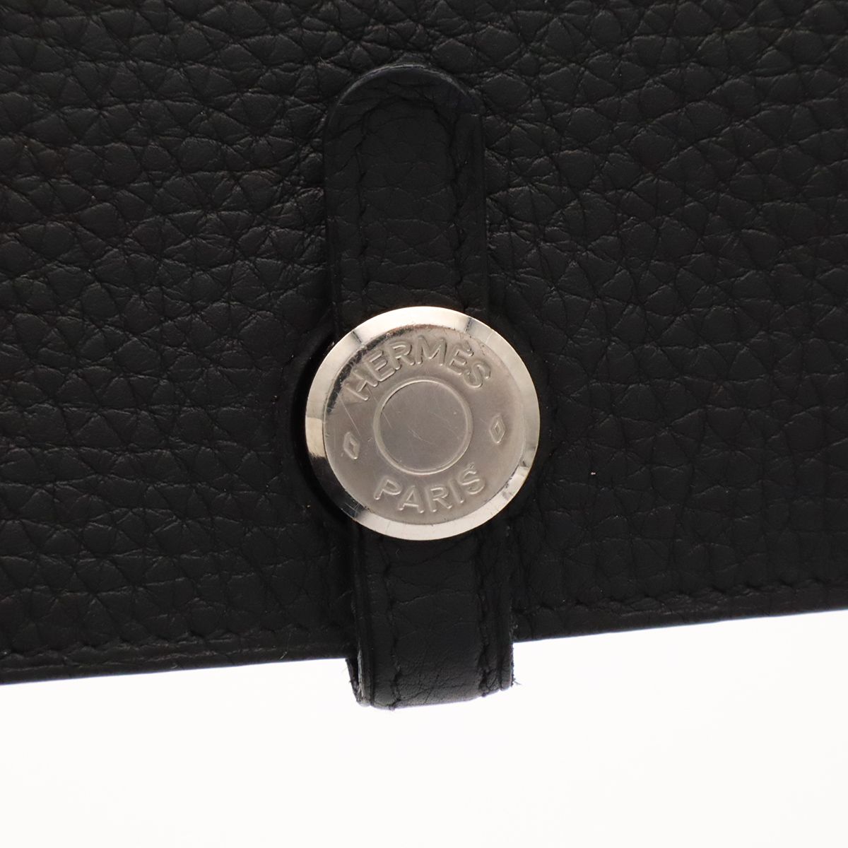 Hermes Dogon Duo GM Wallet Bifold Togo Leather Black Silver Coin — view 4