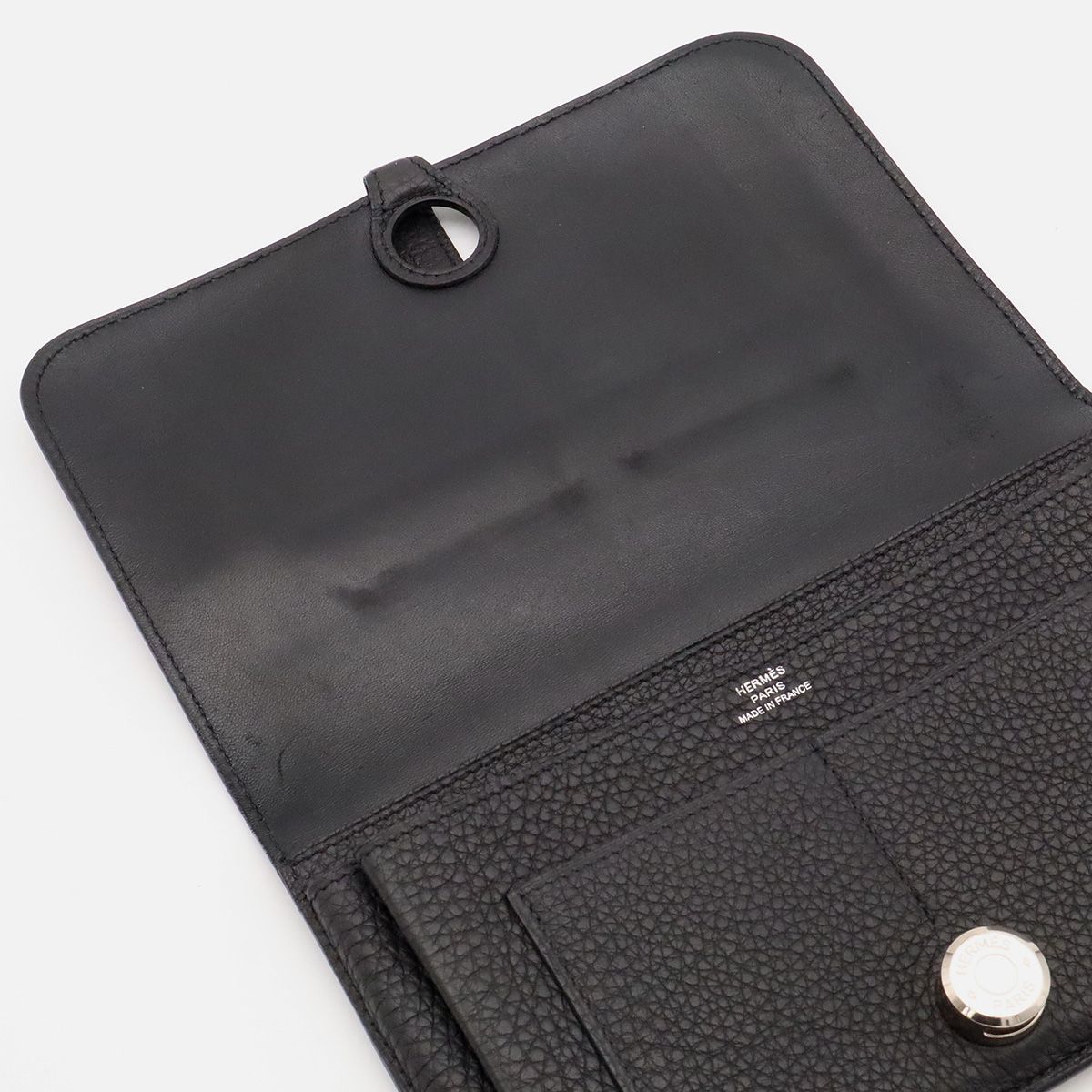 Hermes Dogon Duo GM Wallet Bifold Togo Leather Black Silver Coin — view 5