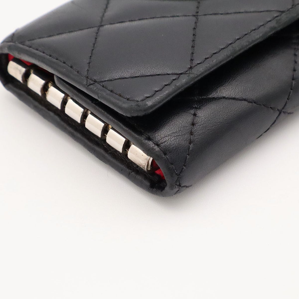Chanel Cambon Line Key Case Calfskin Patent Black Pink Key Holder — view 3