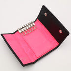 Chanel Cambon Line Key Case Calfskin Patent Black Pink Key Holder — view 4