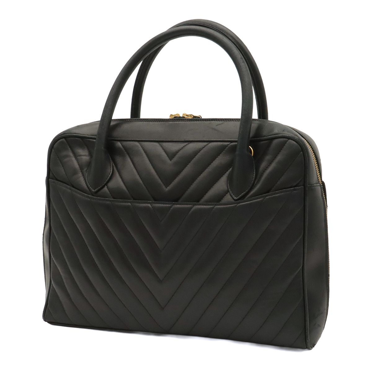 Chanel V-stitch Coco Ball Tote Bag Leather Black Gold — view 2