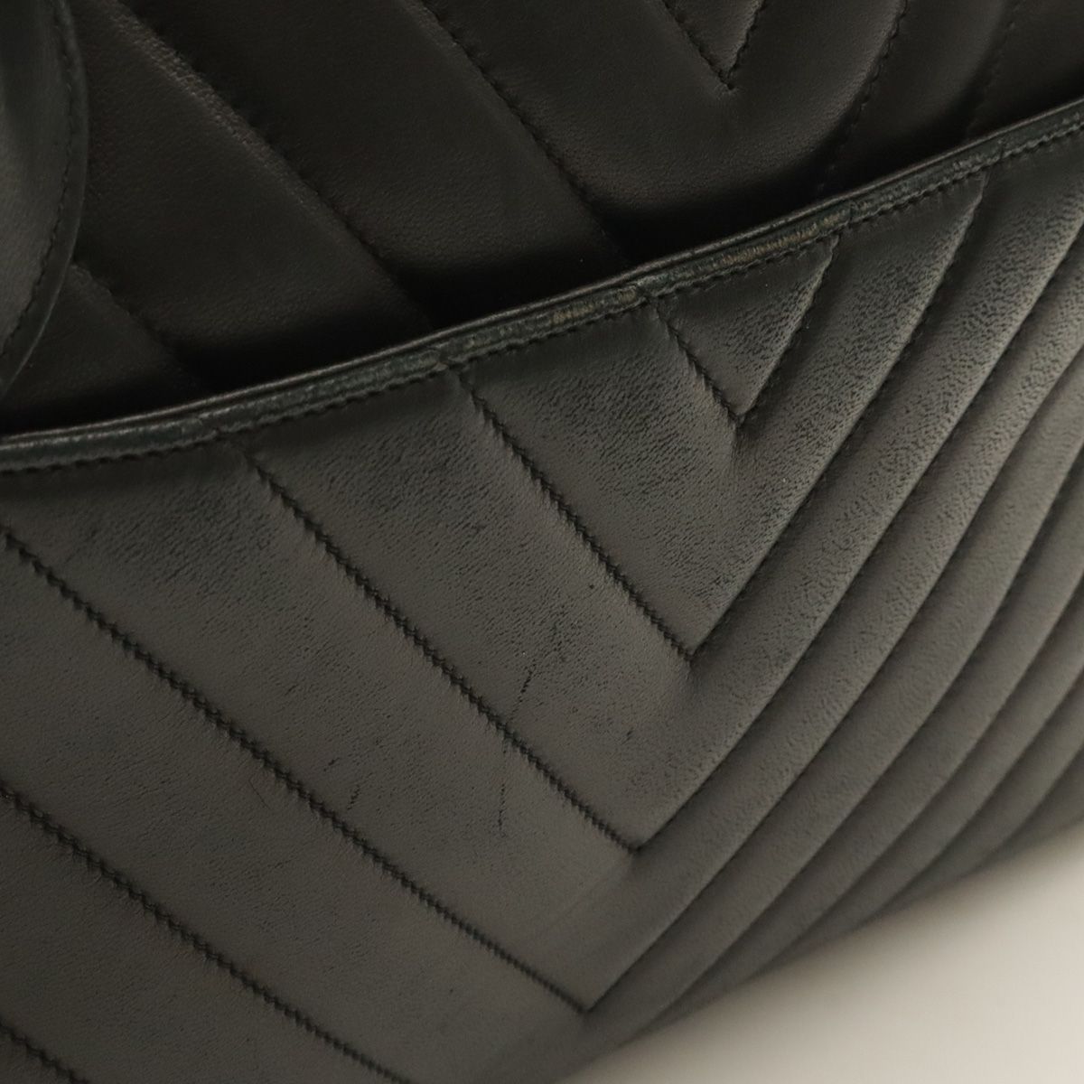 Chanel V-stitch Coco Ball Tote Bag Leather Black Gold — view 4