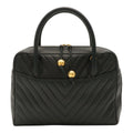 Chanel V-stitch Coco Ball Tote Bag Leather Black Gold