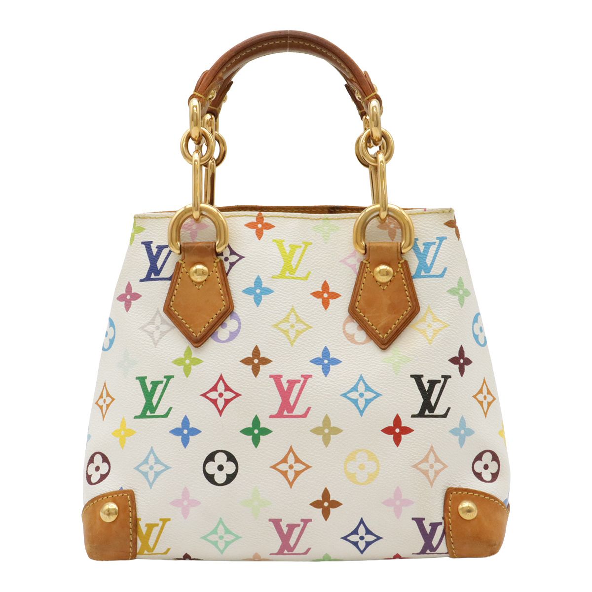 Louis Vuitton Monogram Multicolor Audra Tote Bag Chain Blanc White