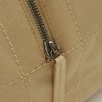 Chanel Choco Bar Wild Stitch CC Logo Mini Boston Bag Canvas Leather Beige Silver — view 6