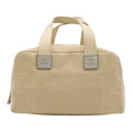 Chanel Choco Bar Wild Stitch CC Logo Mini Boston Bag Canvas Leather Beige Silver