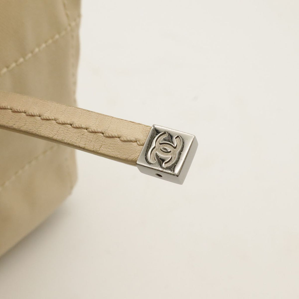 Chanel Choco Bar Wild Stitch CC Logo Mini Boston Bag Canvas Leather Beige Silver — view 7