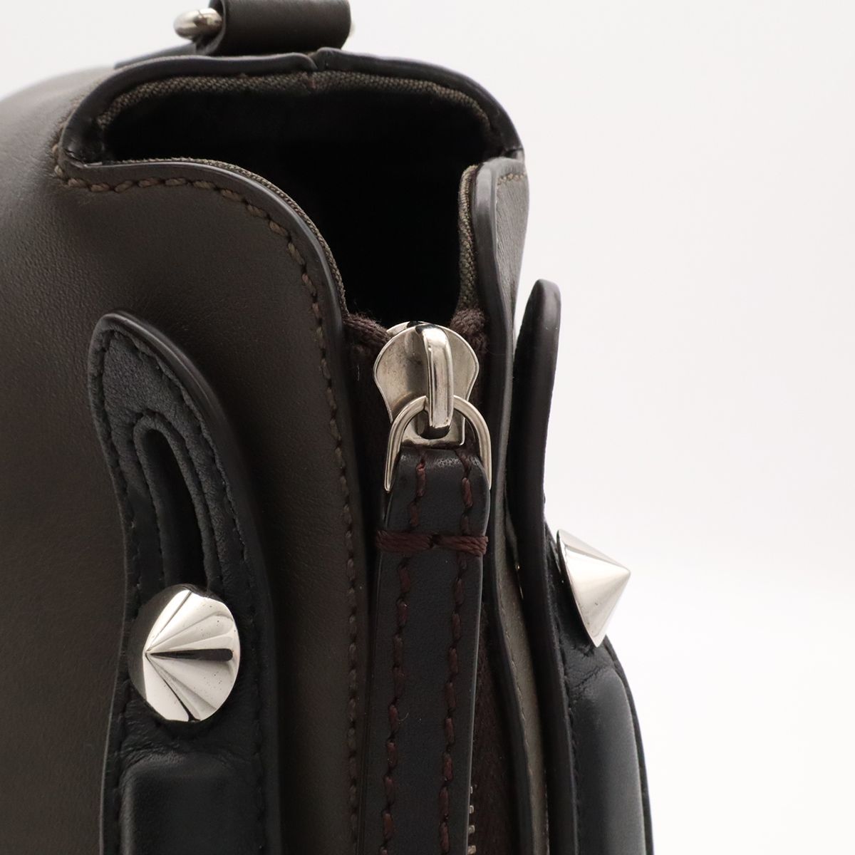 Fendi by the Way Medium 2-Way Shoulder Bag Leather Gray Black Silver — view 6