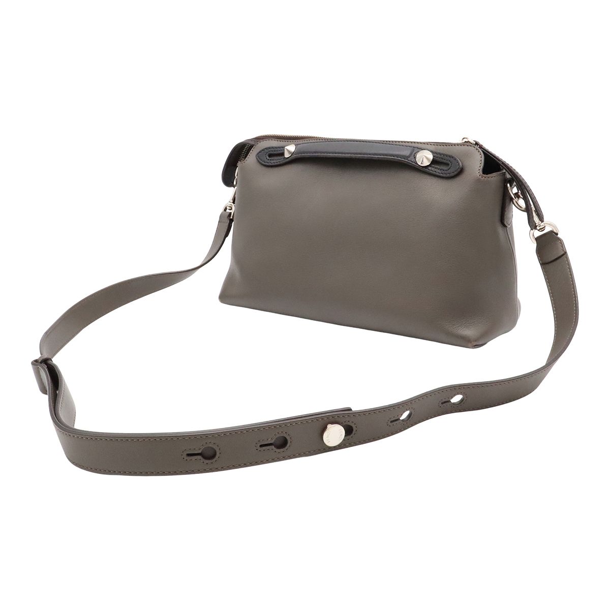Fendi by the Way Medium 2-Way Shoulder Bag Leather Gray Black Silver — view 2