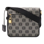 Loewe Repeat Anagram Flap Shoulder Bag Crossbody Leather Black Gold