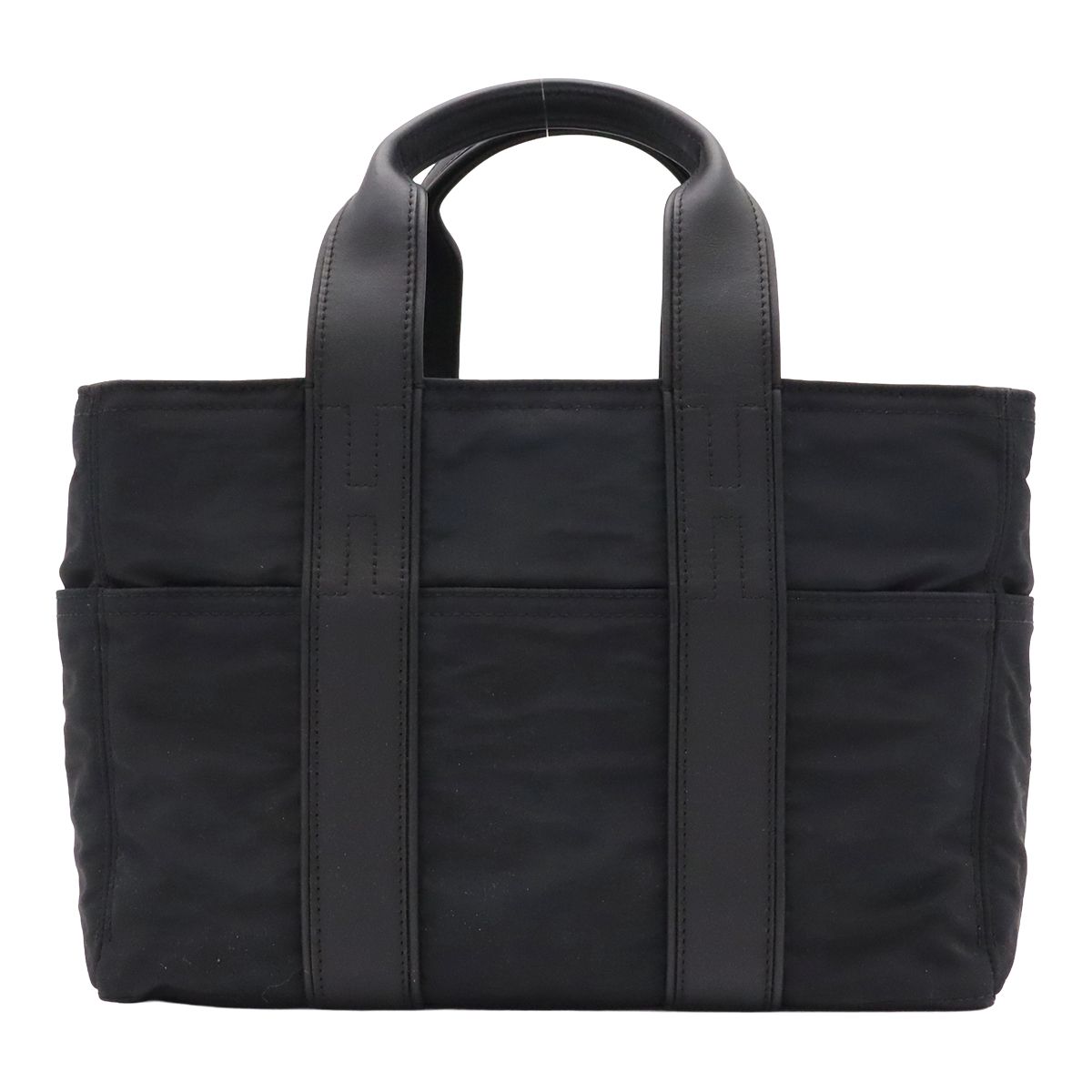 Hermes Acapulco PM Tote Bag Nylon Leather Black Silver