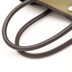Hermes Garden Party PM Tote Bag Canvas Leather Khaki Dark Brown Silver — view 4