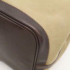 Hermes Garden Party PM Tote Bag Canvas Leather Khaki Dark Brown Silver — view 3