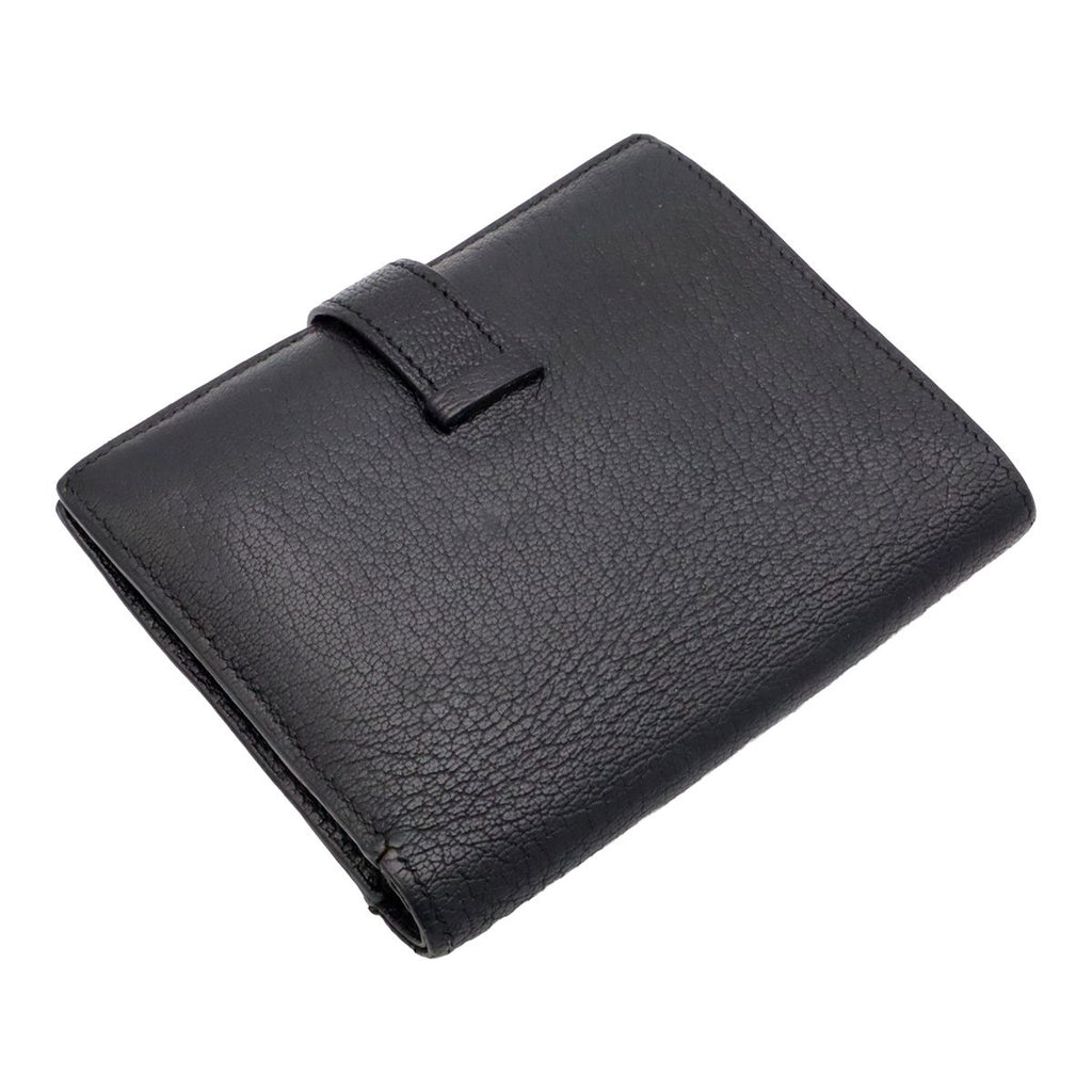 Hermes Bearn Compact Bifold Wallet Leather Black Silver — view 2