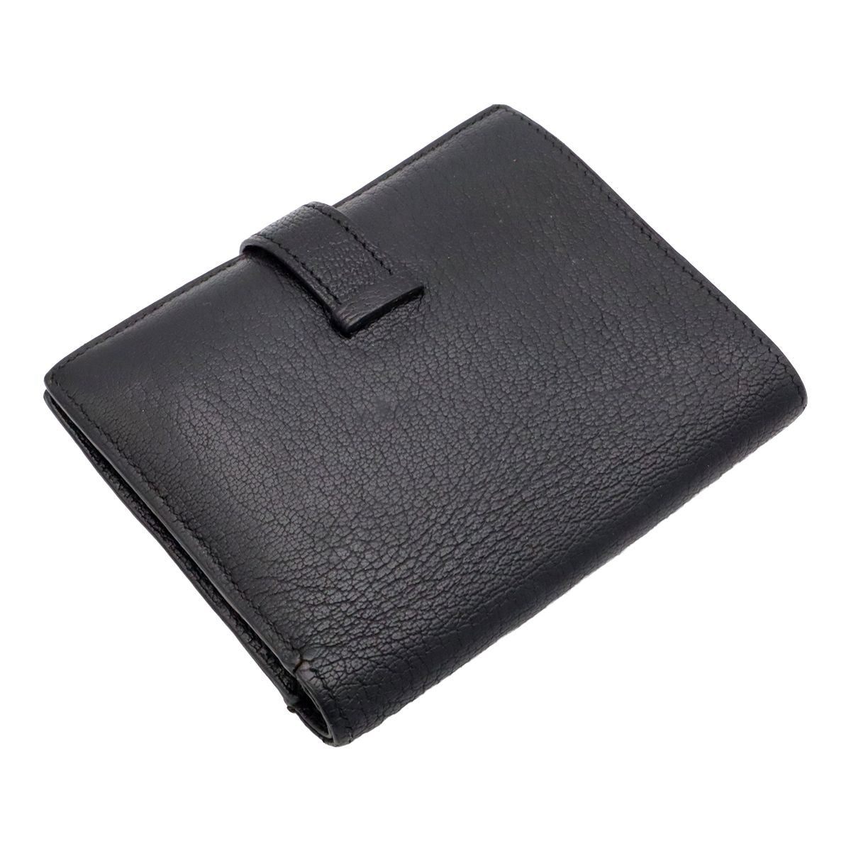 Hermes Bearn Compact Bifold Wallet Leather Black Silver — view 2