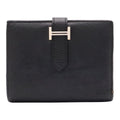 Hermes Bearn Compact Bifold Wallet Leather Black Silver