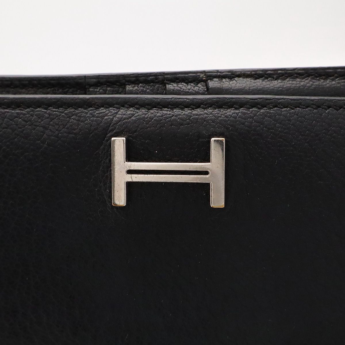 Hermes Bearn Compact Bifold Wallet Leather Black Silver — view 4