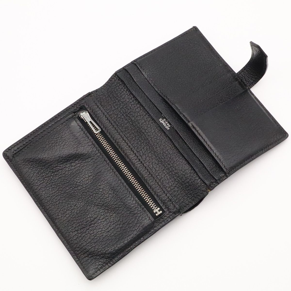 Hermes Bearn Compact Bifold Wallet Leather Black Silver — view 5