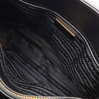 Prada 2-Way Shoulder Bag Crossbody Gathered Nylon Leather Nero Black Gold — view 7
