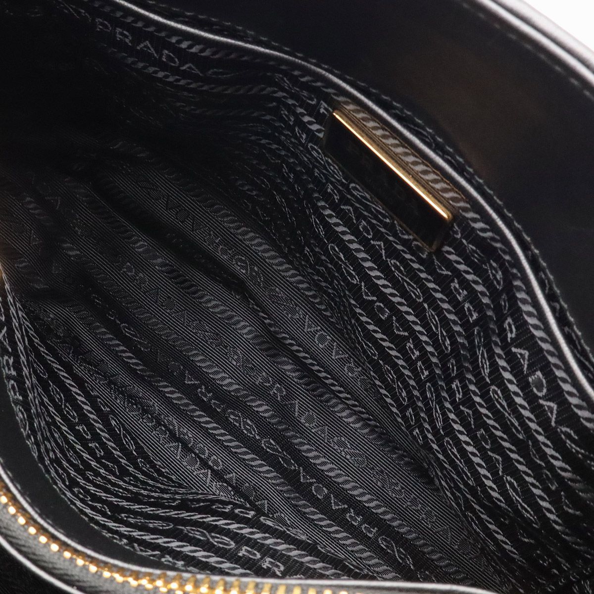 Prada 2-Way Shoulder Bag Crossbody Gathered Nylon Leather Nero Black Gold — view 7