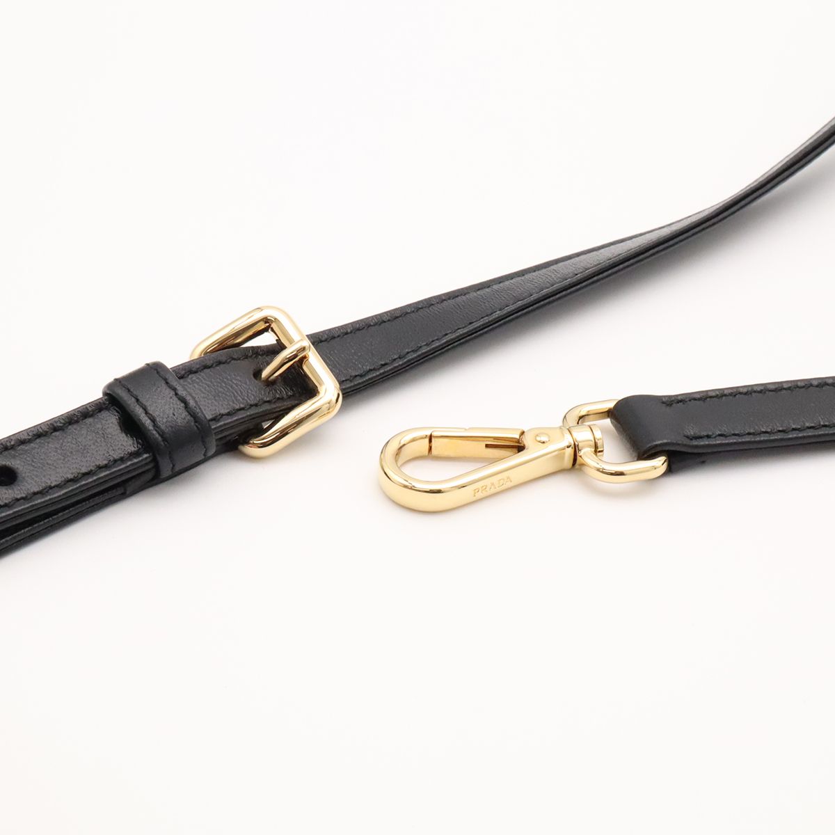 Prada 2-Way Shoulder Bag Crossbody Gathered Nylon Leather Nero Black Gold — view 5