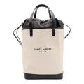 Saint Laurent Paris YSL Teddy Tote Bag Drawstring Leather Natural Black