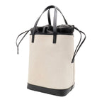Saint Laurent Paris YSL Teddy Tote Bag Drawstring Leather Natural Black — view 2