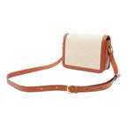 Celine Teen Triomphe Pochette Shoulder Bag Canvas Leather Natural Tan Brown Gold — view 2