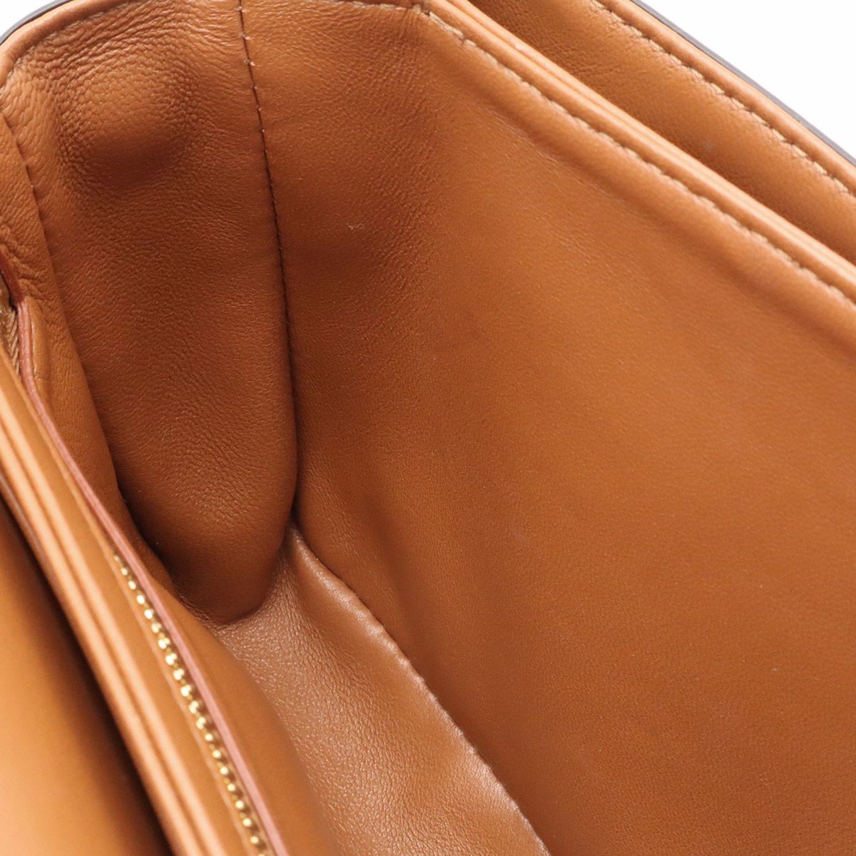 Celine Teen Triomphe Pochette Shoulder Bag Canvas Leather Natural Tan Brown Gold — view 8