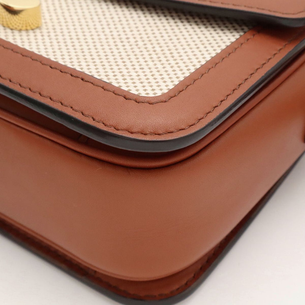 Celine Teen Triomphe Pochette Shoulder Bag Canvas Leather Natural Tan Brown Gold — view 3