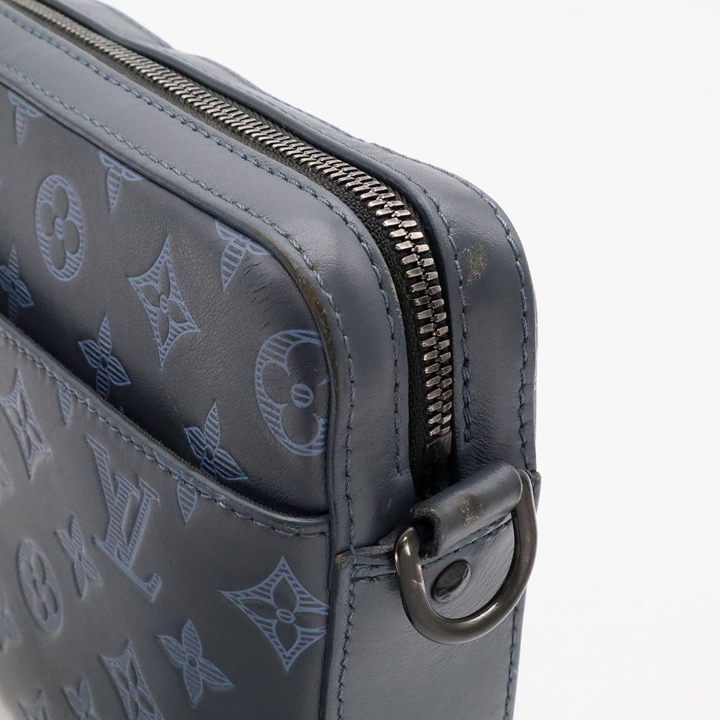 Louis Vuitton Monogram Shadow Duo Messenger Shoulder Bag Navy Blue Coin — view 6