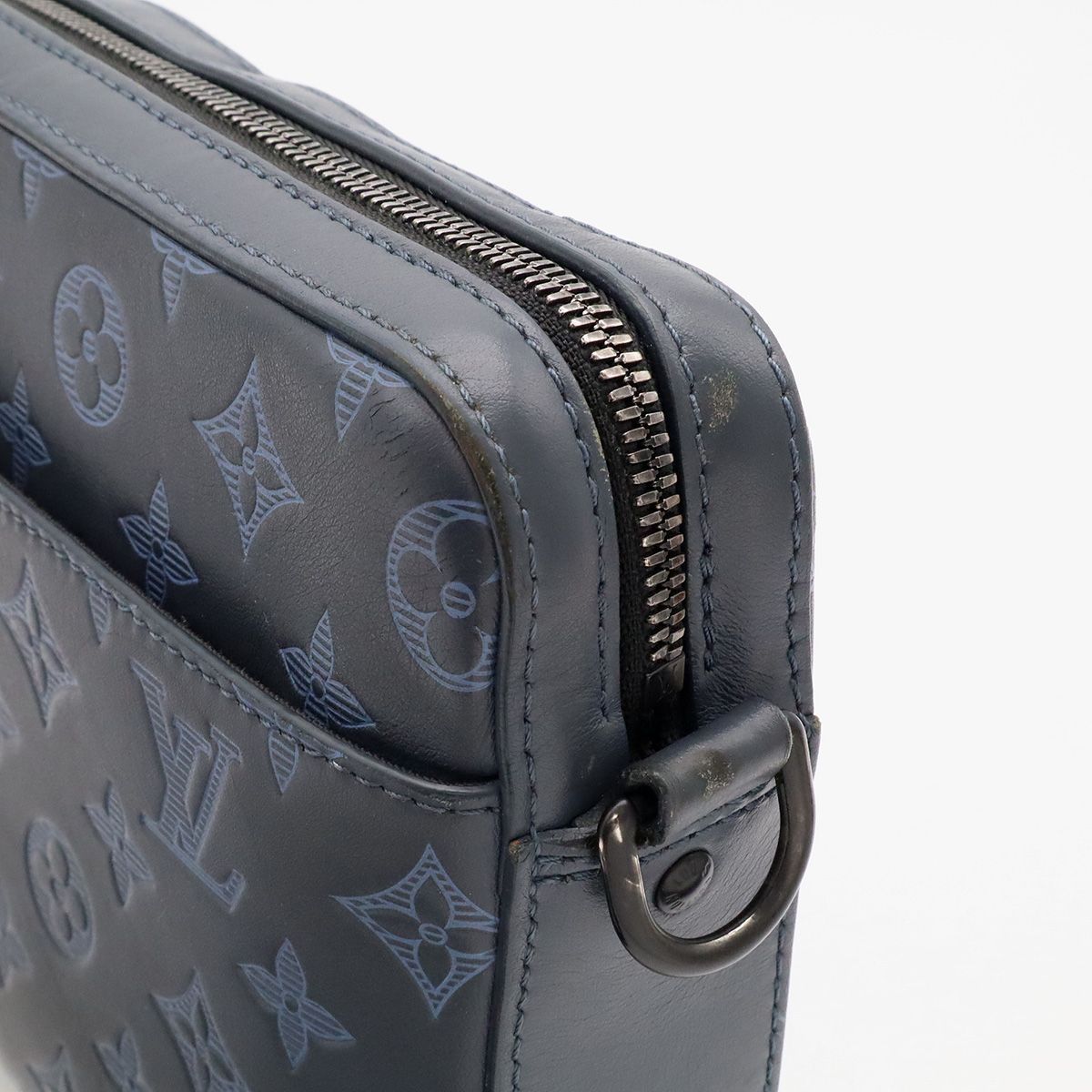 Louis Vuitton Monogram Shadow Duo Messenger Shoulder Bag Navy Blue Coin — view 6