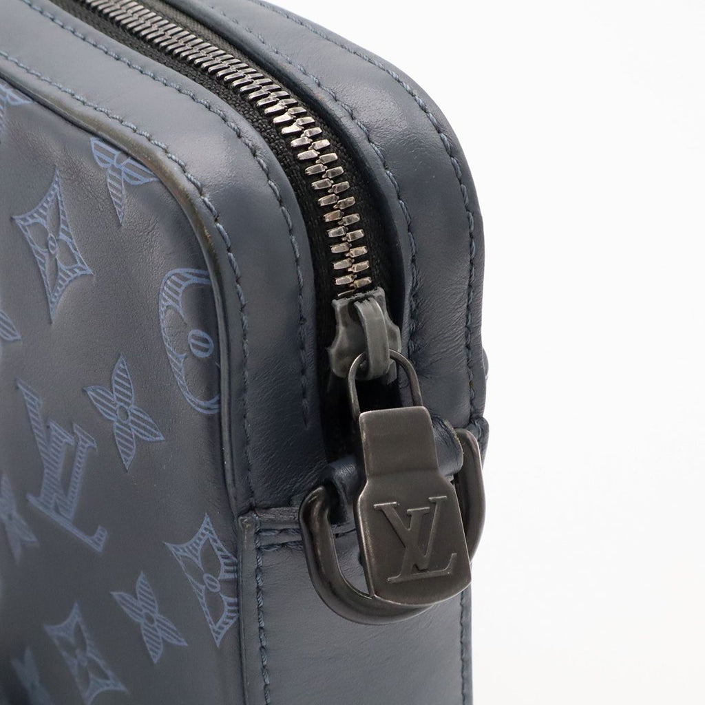 Louis Vuitton Monogram Shadow Duo Messenger Shoulder Bag Navy Blue Coin — view 5