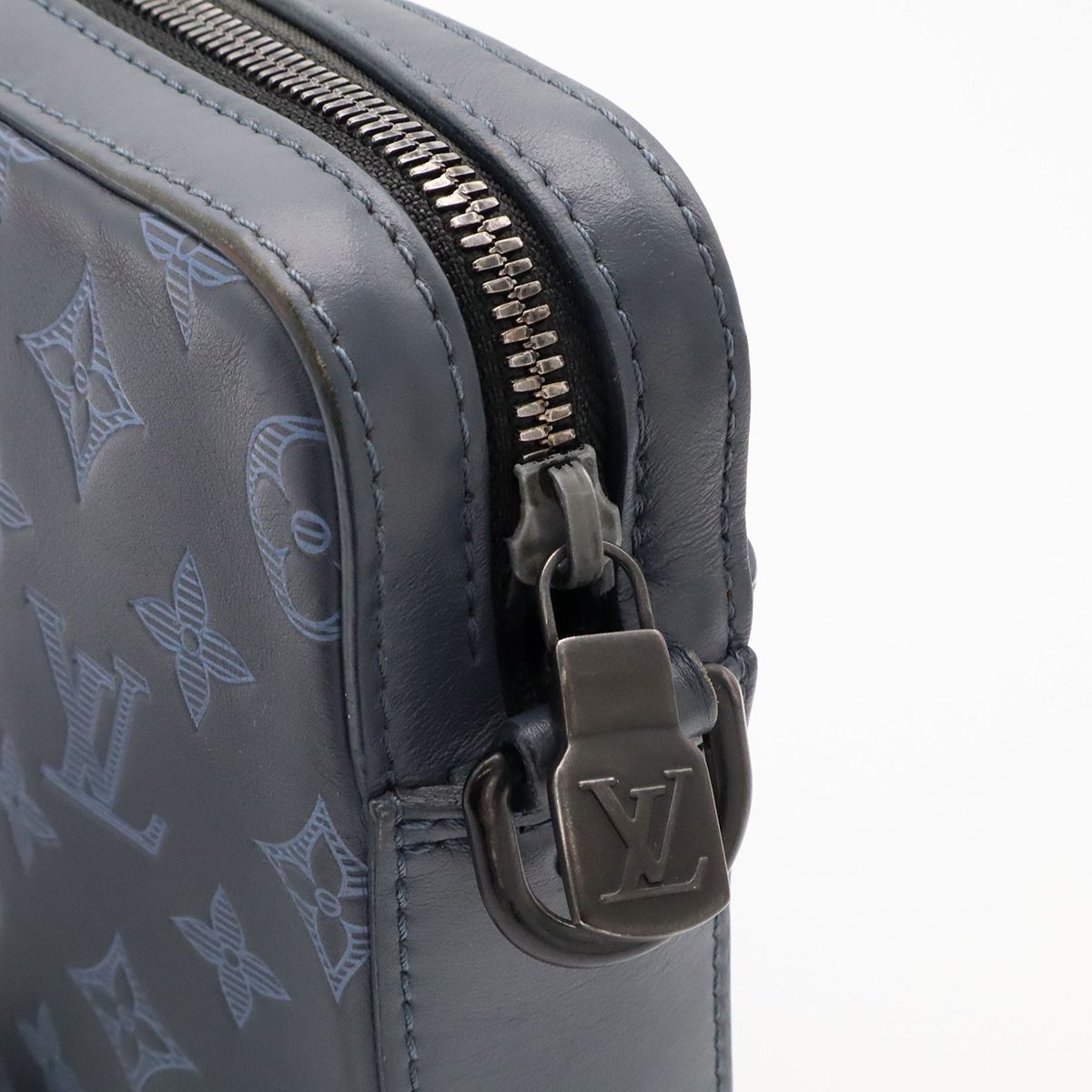 Louis Vuitton Monogram Shadow Duo Messenger Shoulder Bag Navy Blue Coin — view 5