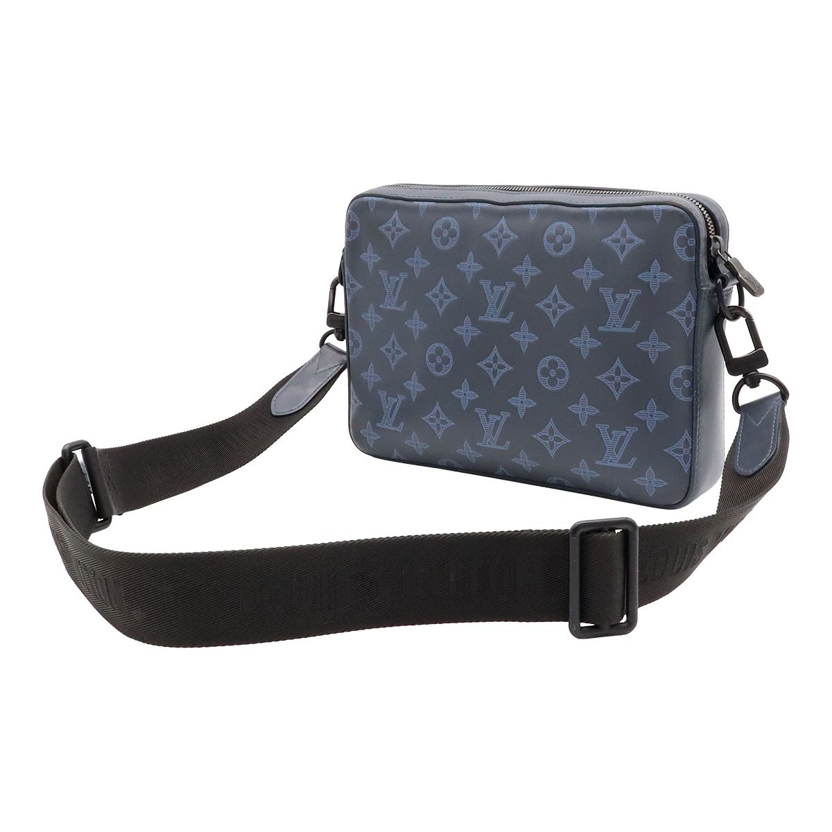 Louis Vuitton Monogram Shadow Duo Messenger Shoulder Bag Navy Blue Coin — view 2