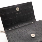 Saint Laurent Paris YSL Kate Monogram Chain Shoulder Bag Croco Embossed Leather — view 6
