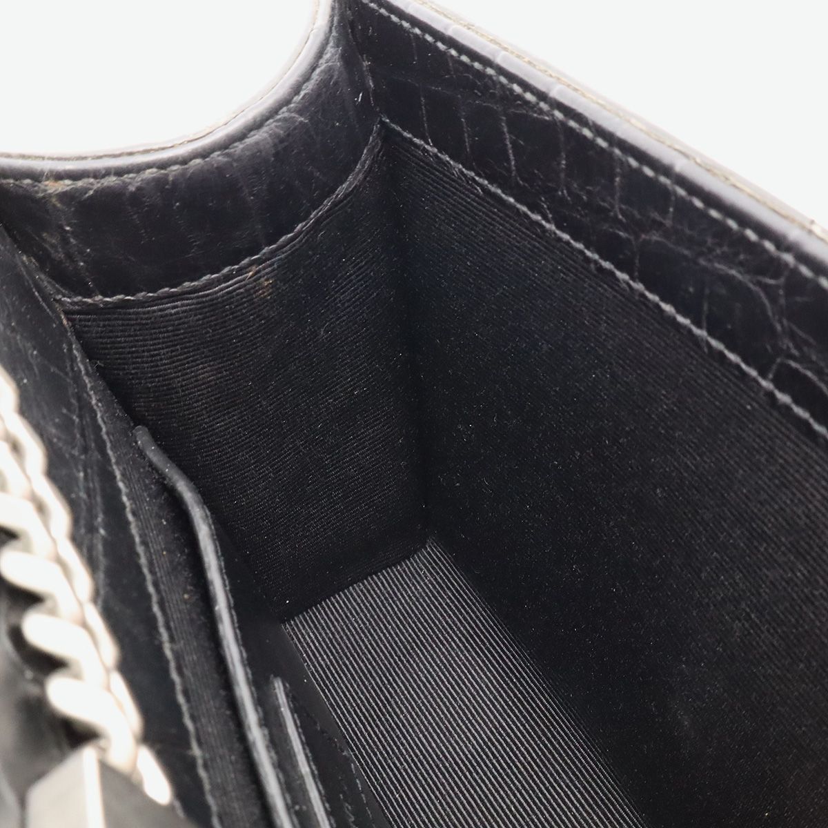 Saint Laurent Paris YSL Kate Monogram Chain Shoulder Bag Croco Embossed Leather — view 7