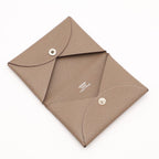Hermes Calvi Card Case Business Chevre Leather Etoupe Greige Silver — view 4